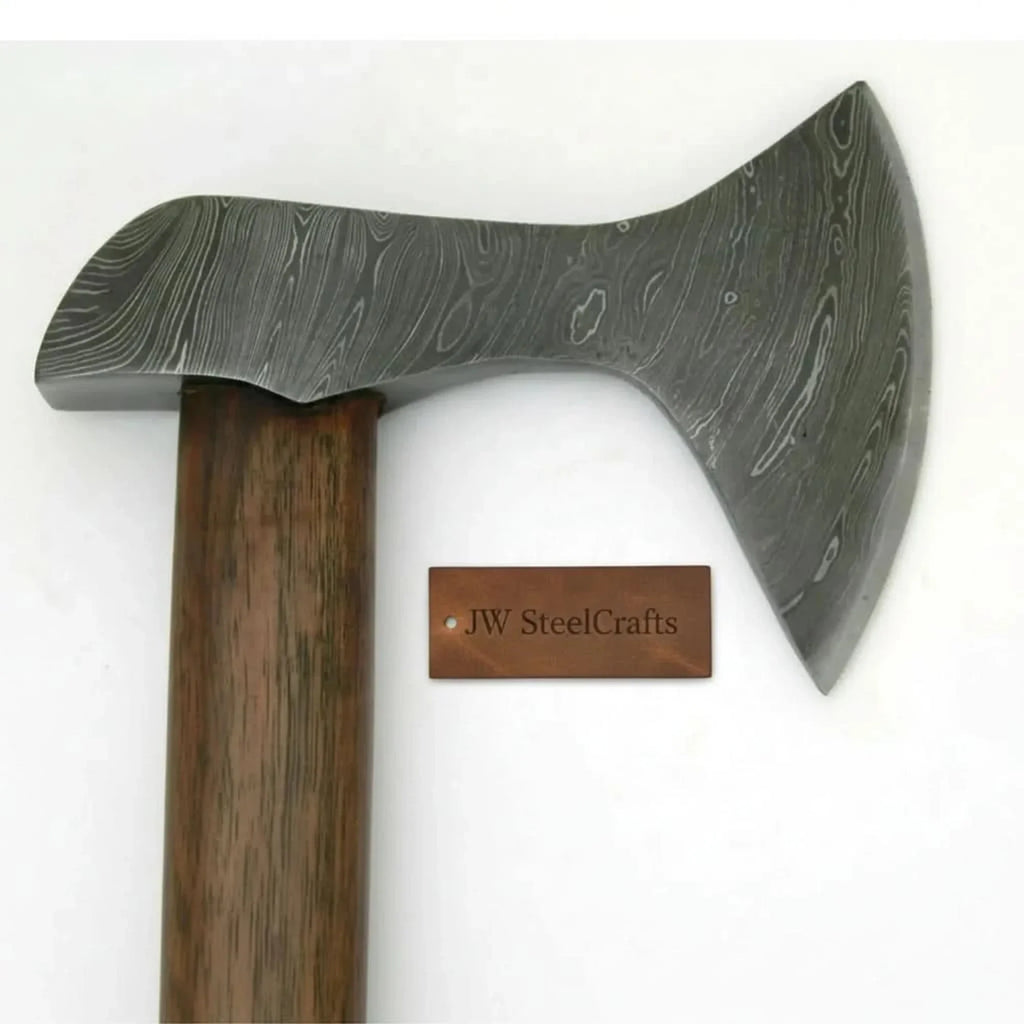Custom Handmade Damascus Steel Burl Wood Axe Hatchet Tomahawk MB-0027