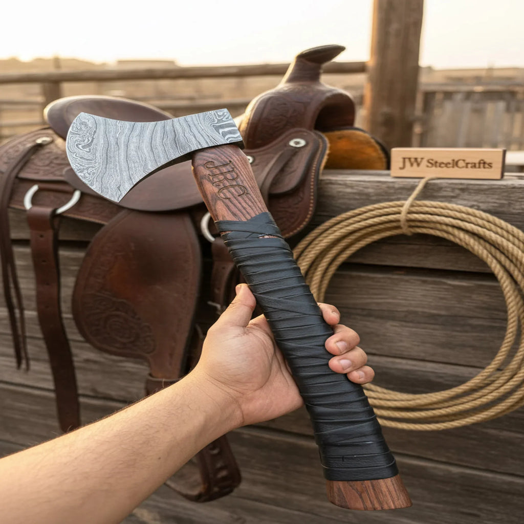 Heavy Duty Damascus Camp Axe 20 Inch Handle