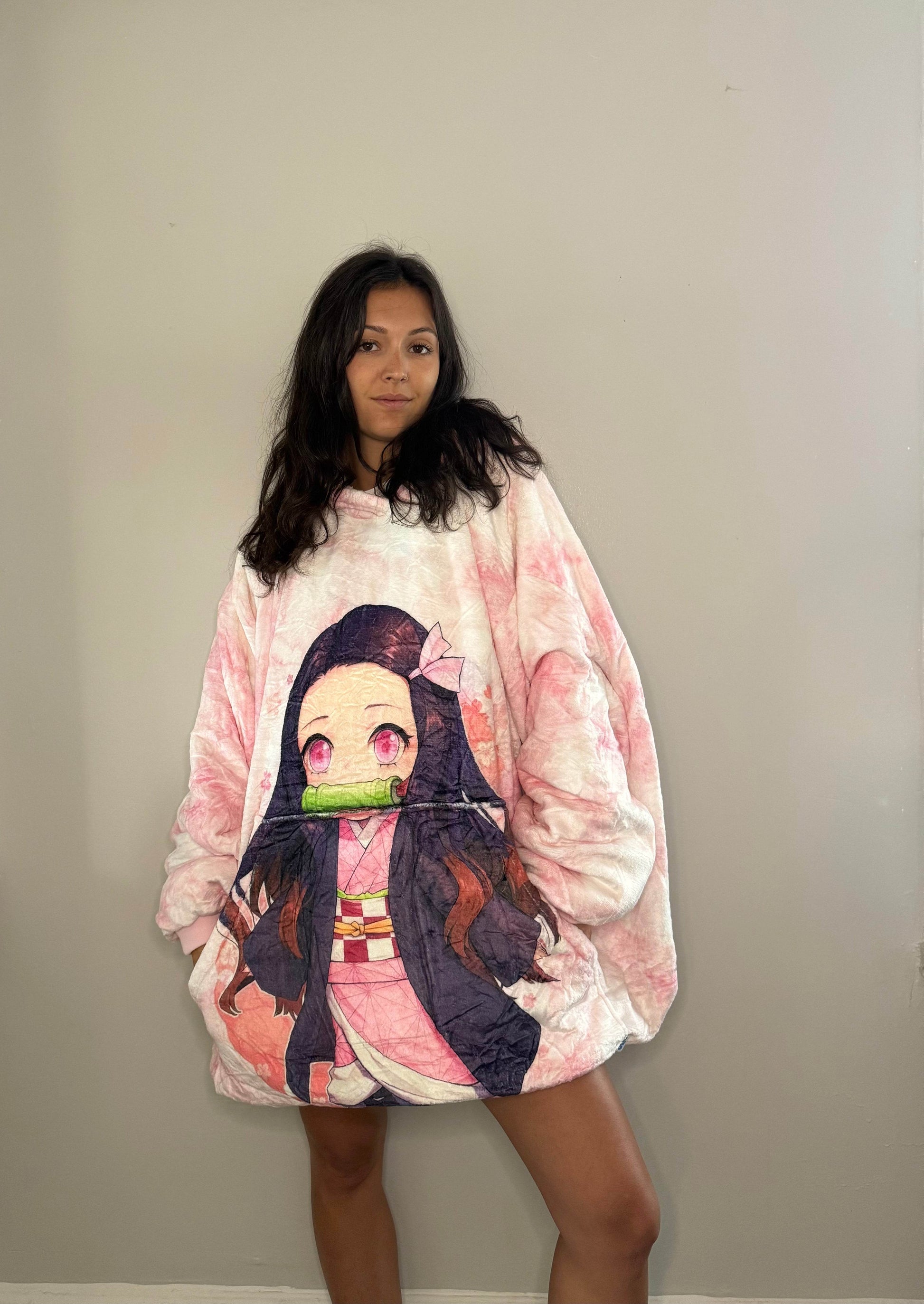 Nezuko Kamado Demon Slayer Wearable Blanket Hoodie for Kids & Adults | OLM Toys - Adult size
