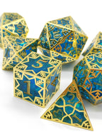 Gilded Permafrost Forged in Frost Dice Set (Resin Dice Encased in Metal) - 