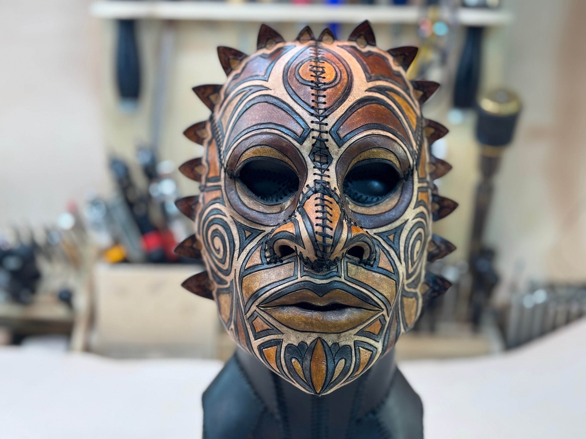 Leather Tribal Mask Printable Pattern Bundle — Intermediate + Advanced - 