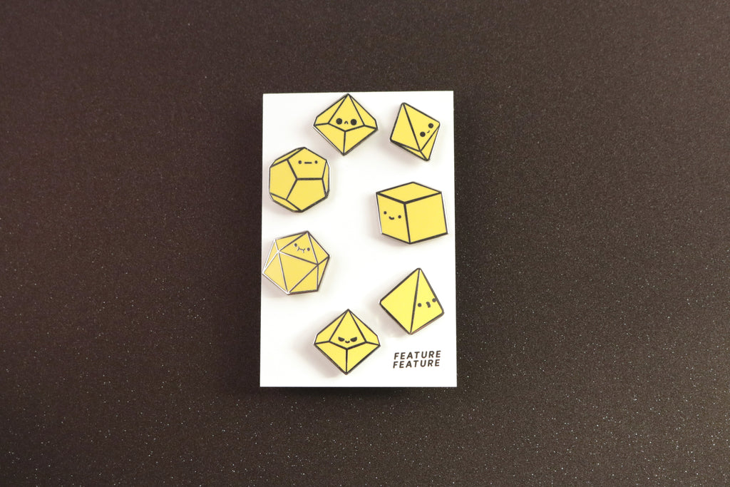 Rainbow Tiny Dice Buddies Hard Enamel Pin Set