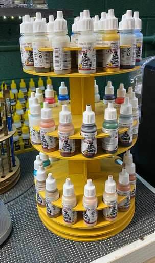 Rotating Paint Rack - For 26mm Dropper Bottles (AMMO, Vallejo, Army Painter, etc) - 