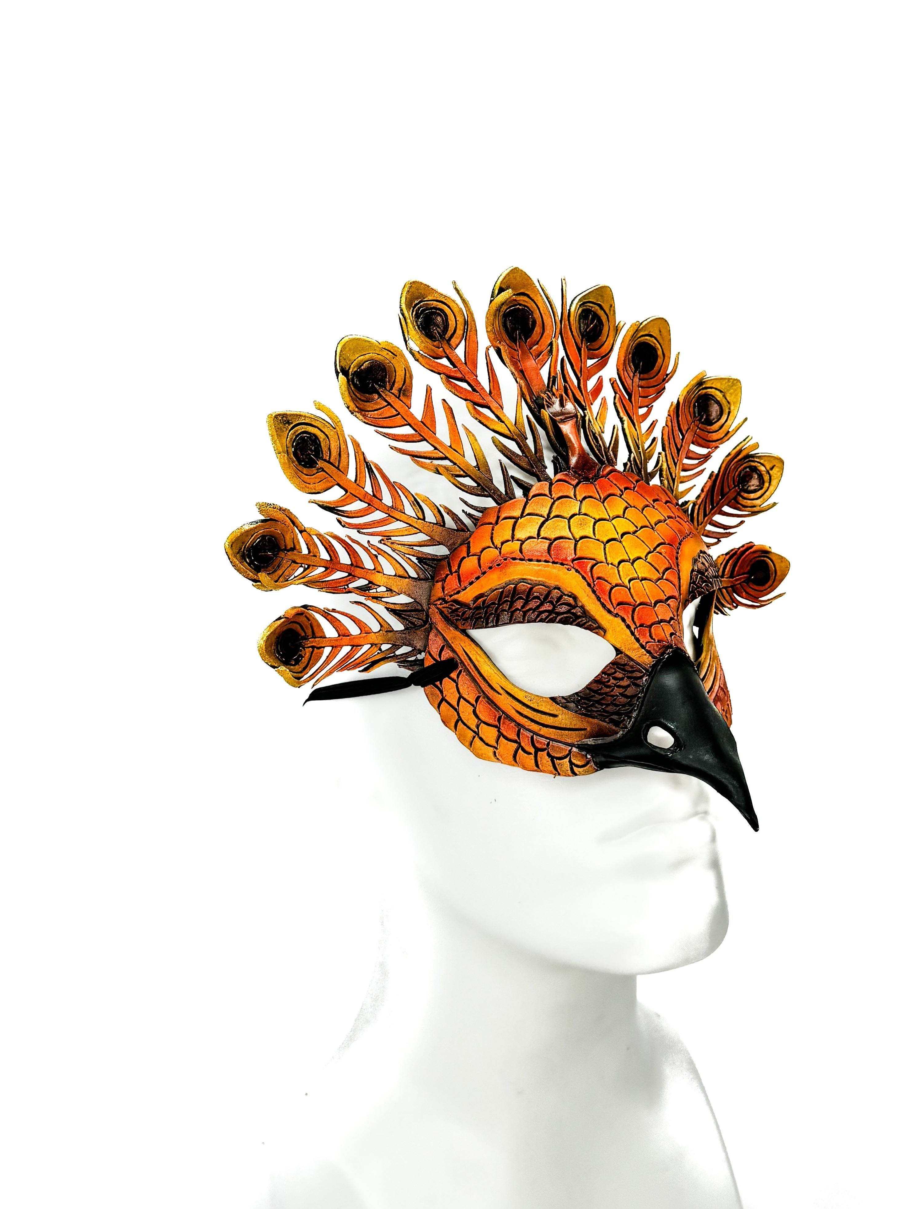 Sienna Peacock Handmade Genuine Leather Mask - 