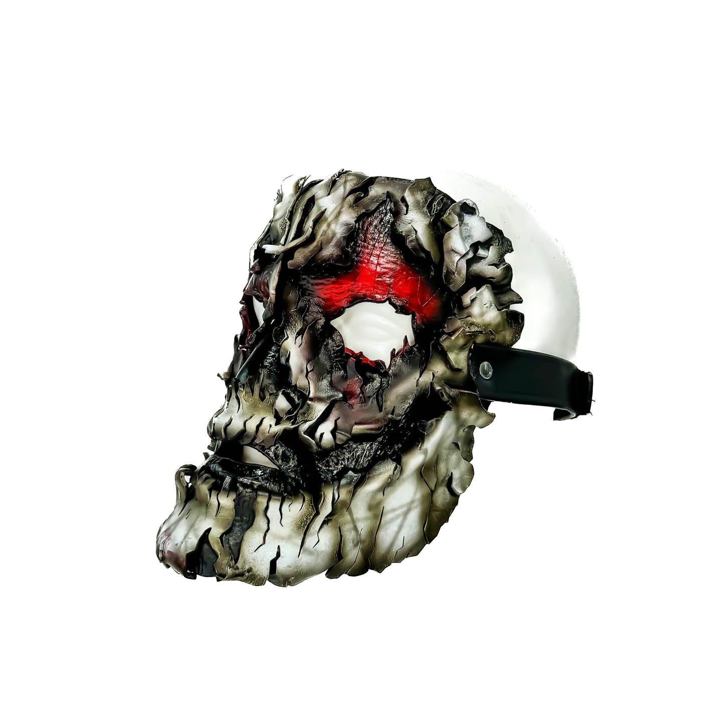 Genuine Leather Mask - Shattered Clown - Thick Straps w Velcro Included - Wide Mouth Edition - Leather Ties