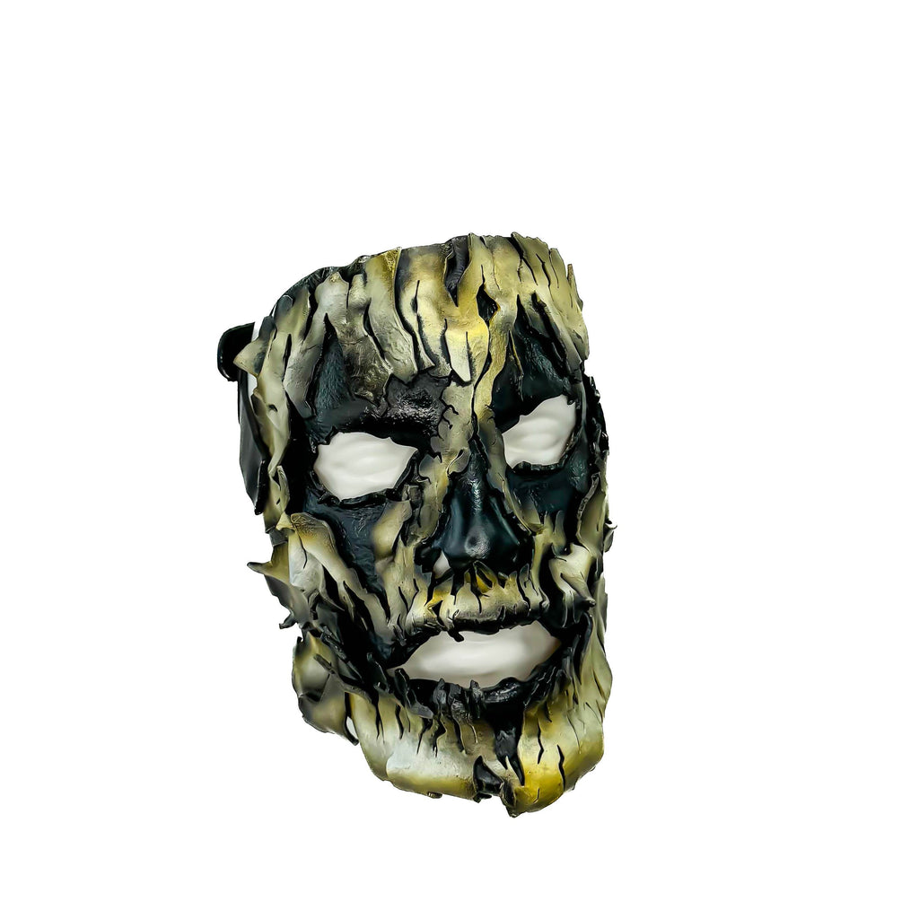Genuine Leather Mask - Shattered Clown - Thick Straps w Velcro Included - Wide Mouth Edition - Leather Ties