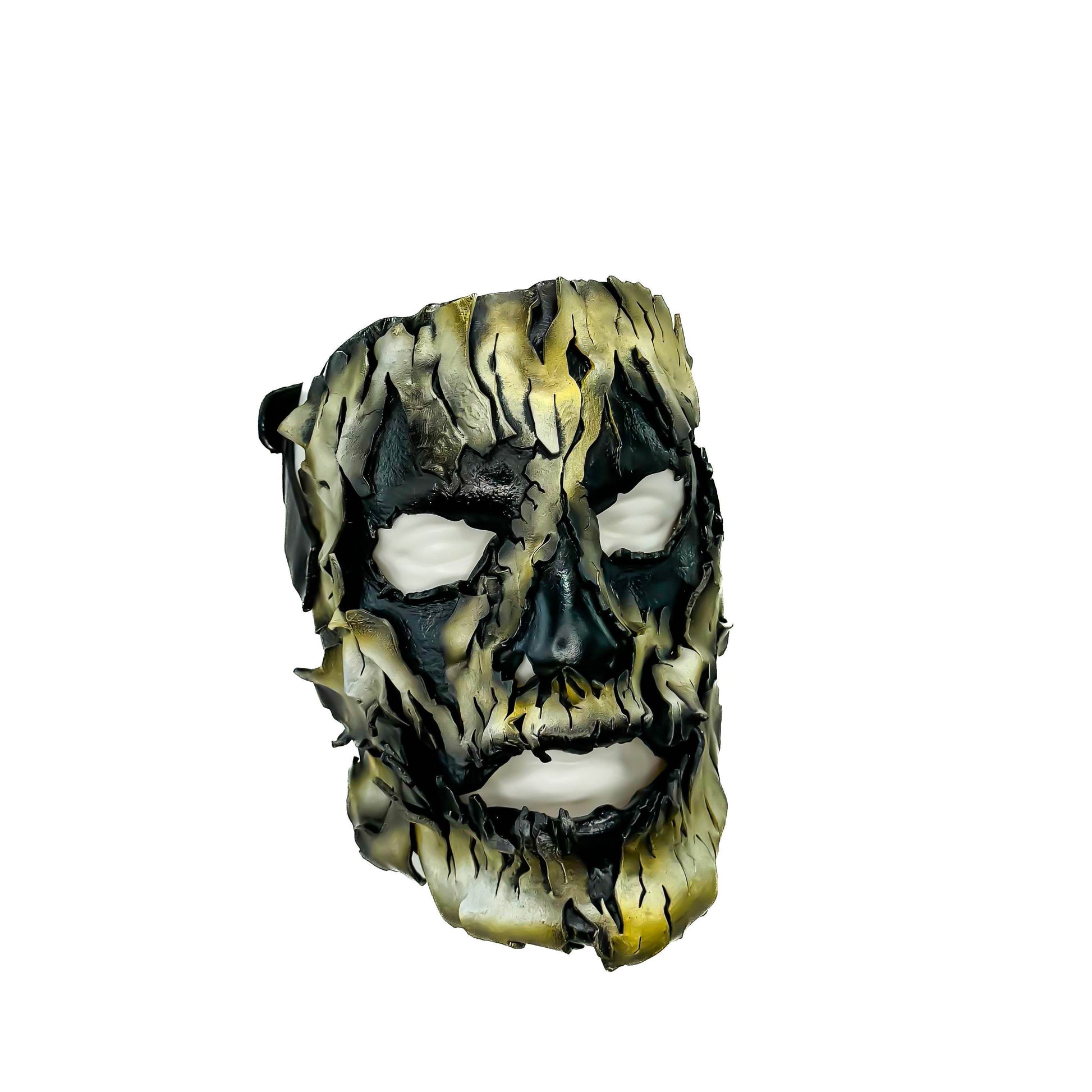 Genuine Leather Mask - Shattered Clown - Thick Straps w Velcro Included - Wide Mouth Edition - Leather Ties