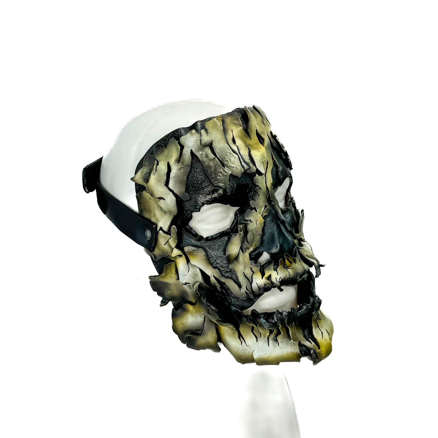 Genuine Leather Mask - Shattered Clown - Thick Straps w Velcro Included - Wide Mouth Edition - Leather Ties