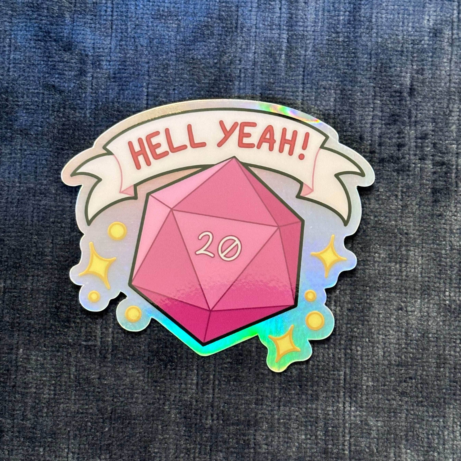 Hell Yeah! Nat 20! Metallic Vinyl Sticker – Celebrate Your Critical Triumph - 
