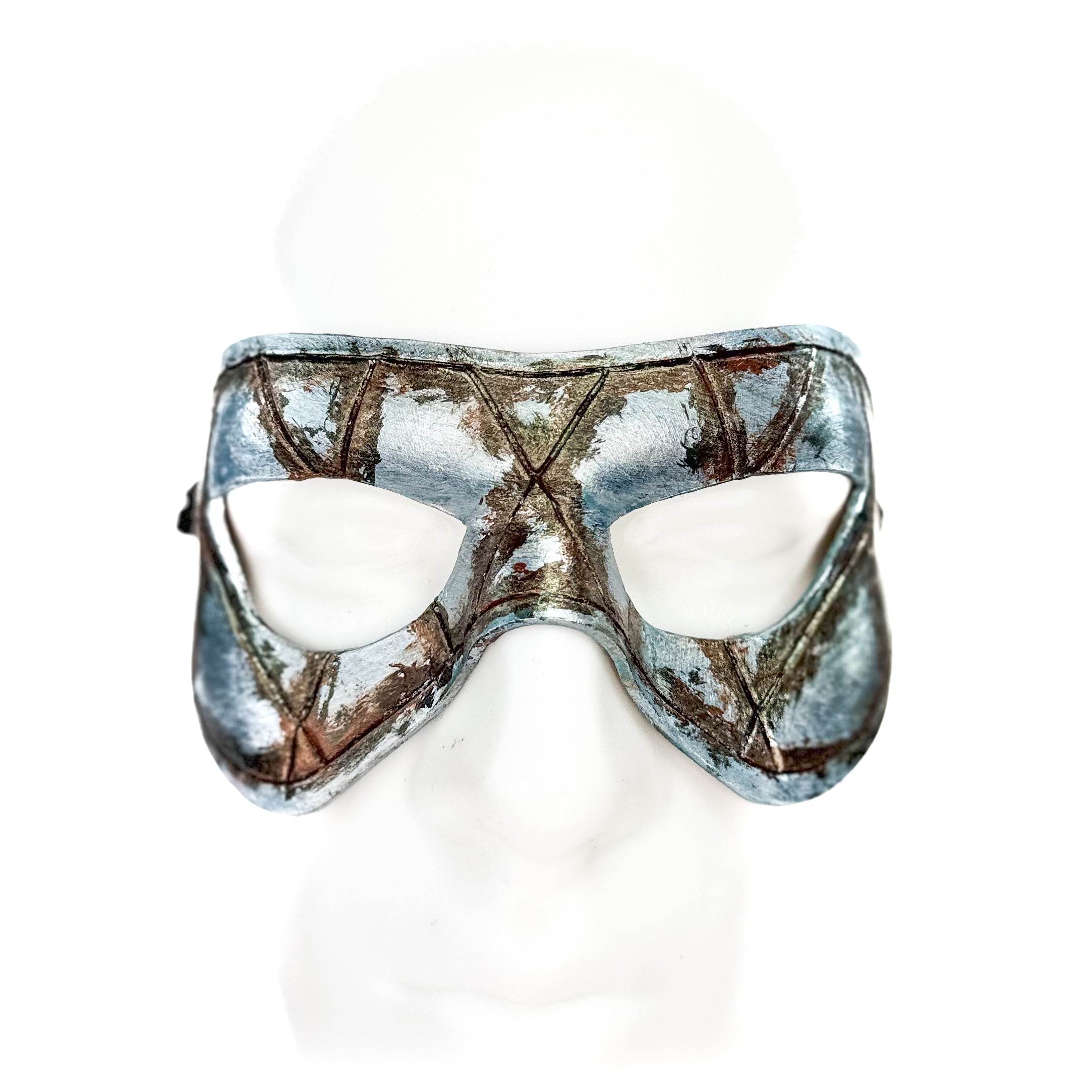 Dual Layer Handmade Genuine Leather Mask in Silver Rust with Swarovski Crystals (Copy) - 