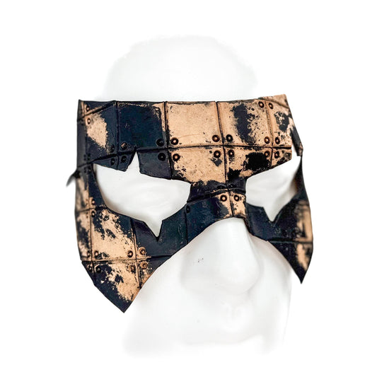 Ink Blot Handmade Genuine Leather Mask in Washed Black Paint and Nude - 