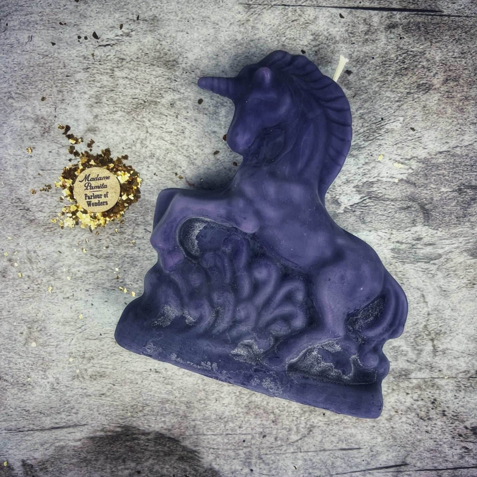 Beeswax Enchanted Unicorn Spell Candle - Purple (Power)