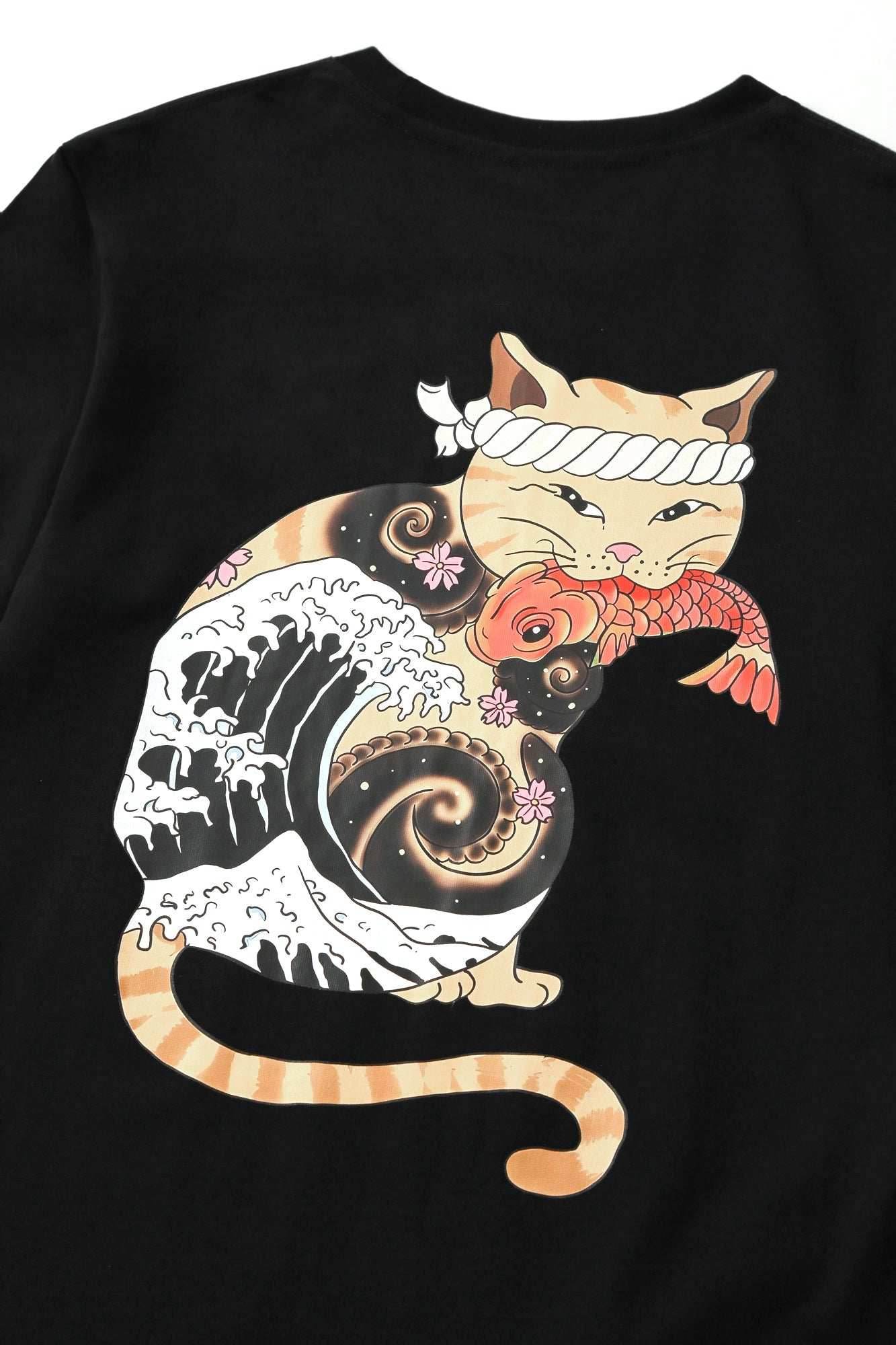 YeT015 Cat Koi Tee - White / S