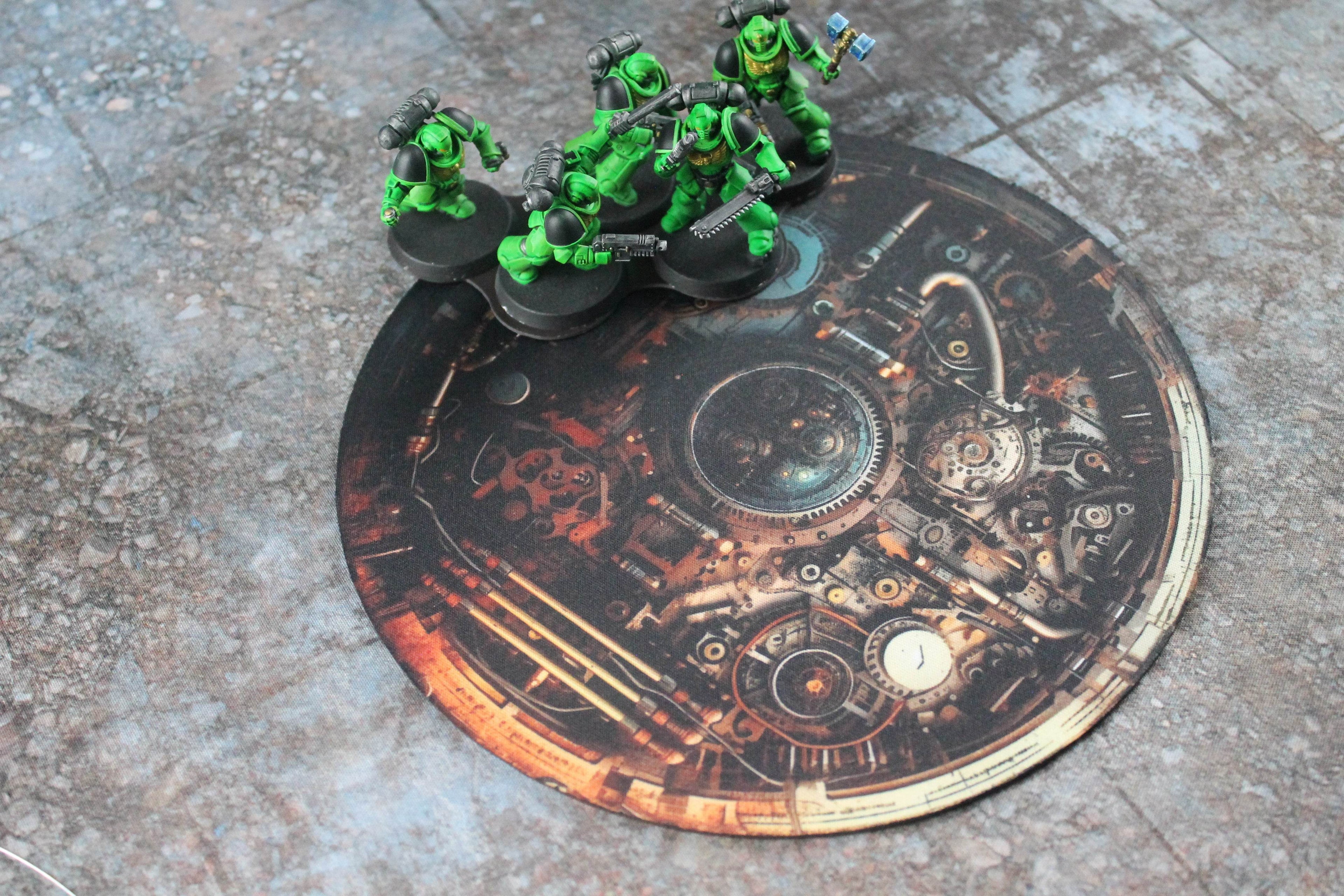 Warhammer 40k and AoS4 Neoprene Objective Markers - Hazard Stripes and Gears - Set of 6