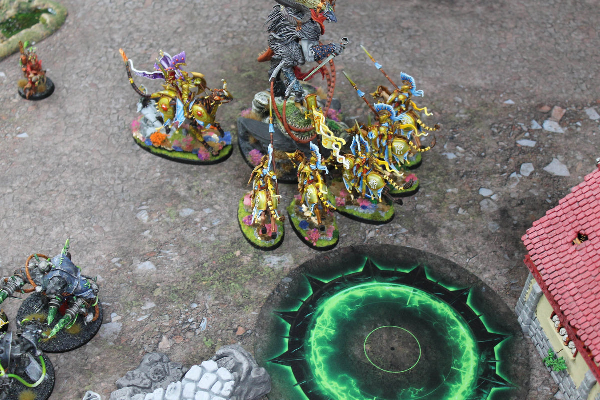 Warhammer 40k and AoS4 Neoprene Objective Markers - Green and Flaming Portal - Set of 6