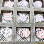 Easter Spring Tic Tac Toe Wooden Game Decor Set Tulip & Egg Pieces - 2 Sizes