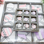 Easter Spring Tic Tac Toe Wooden Game Decor Set Tulip & Egg Pieces - 2 Sizes