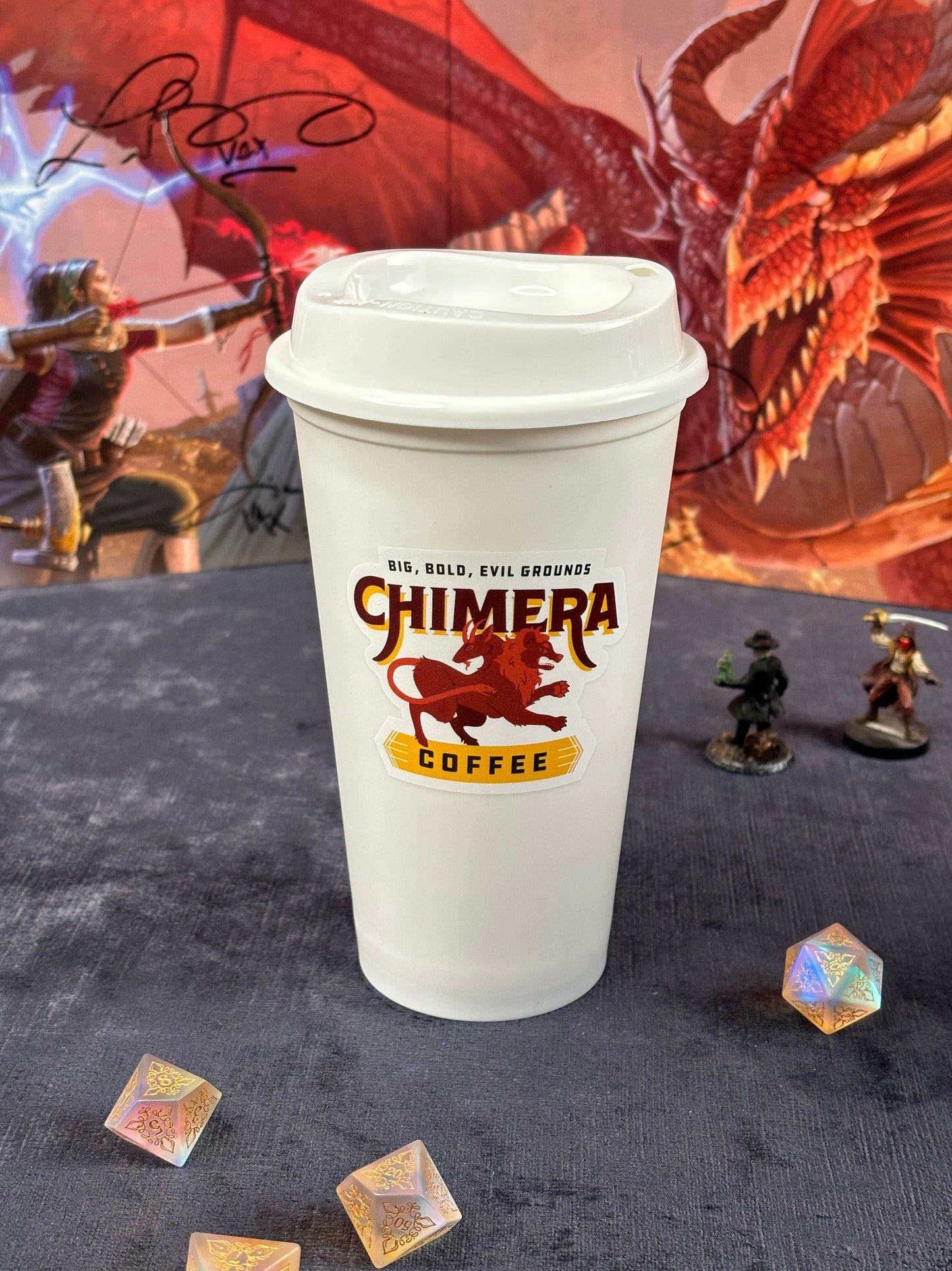 Coffee Cup Dice Tower – Roll with Caffeinated Style - White / Chimera Coffee
