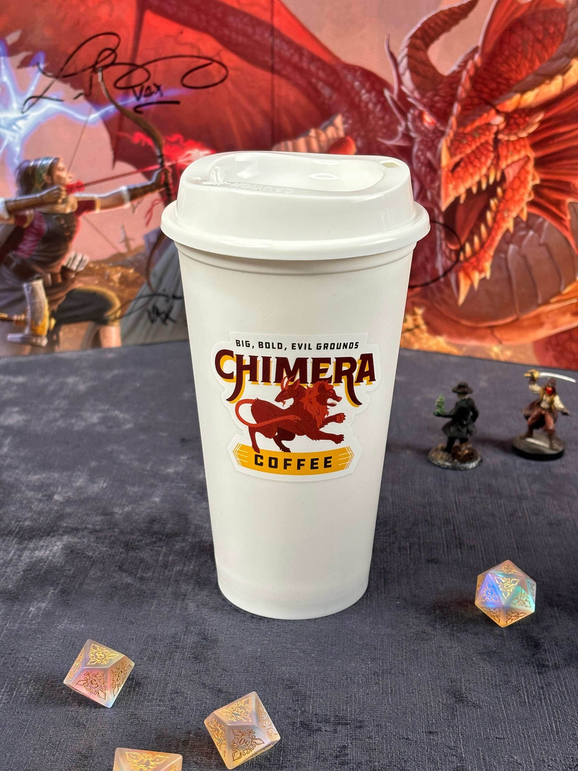 Coffee Cup Dice Tower – Roll with Caffeinated Style - White / Chimera Coffee