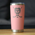 Hockey Skull Insulated Coffee Tumbler with Sliding Lid Hockey Gifts for Coach or Players 20oz Stainless Steel Tumbler