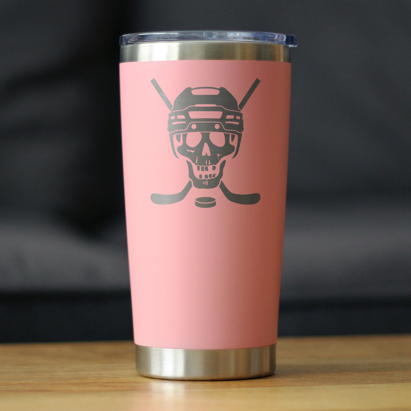 Hockey Skull Insulated Coffee Tumbler with Sliding Lid Hockey Gifts for Coach or Players 20oz Stainless Steel Tumbler