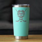 Hockey Skull Insulated Coffee Tumbler with Sliding Lid Hockey Gifts for Coach or Players 20oz Stainless Steel Tumbler