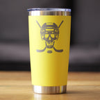 Hockey Skull Insulated Coffee Tumbler with Sliding Lid Hockey Gifts for Coach or Players 20oz Stainless Steel Tumbler