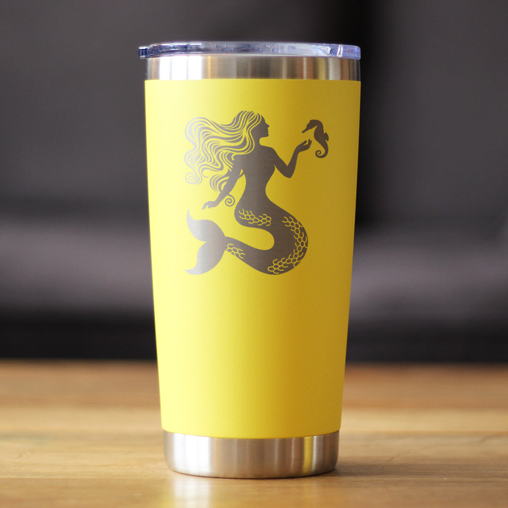 Mermaid - Insulated Coffee Tumbler Cup with Sliding Lid - Stainless Steel Travel Mug - Cute Mermaid Gifts for Women