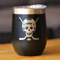 Hockey Skull Insulated Wine Tumbler with Sliding Lid Hockey Gifts for Coach or Players 12oz Stainless Steel Tumbler