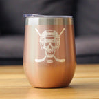 Hockey Skull Insulated Wine Tumbler with Sliding Lid Hockey Gifts for Coach or Players 12oz Stainless Steel Tumbler