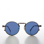 Round Gunmetal Goth Steampunk Sunglass with Colored Lenses - Ivan 9