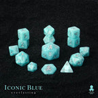 Kraken Dice - Iconic Blue: Everlasting 14pc Polyhedral Dice Set - Silver Ink