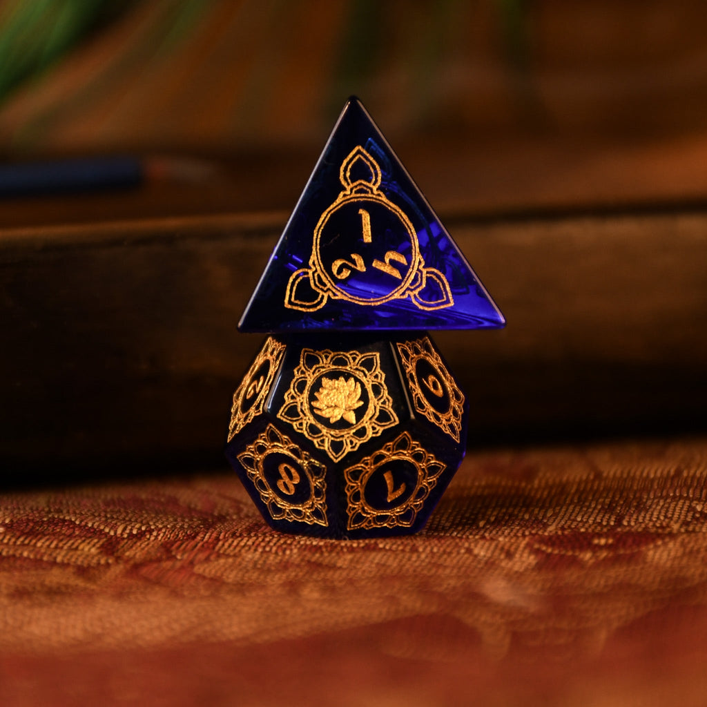 Indian Blue Glass Dice Set - Dice Around the World Collection