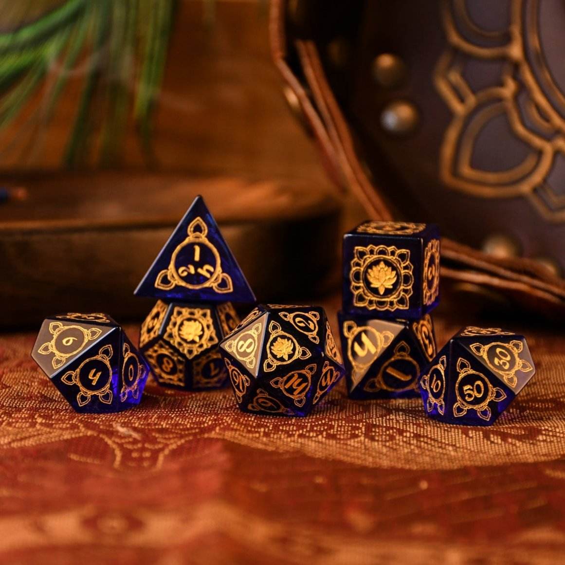 Indian Blue Glass Dice Set - Dice Around the World Collection 'PRE-ORDER | SPRING EVENT DEAL' - 