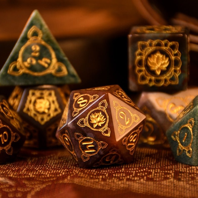 Indian, Indian Agate Stone Dice Set - Dice Around the World Collection