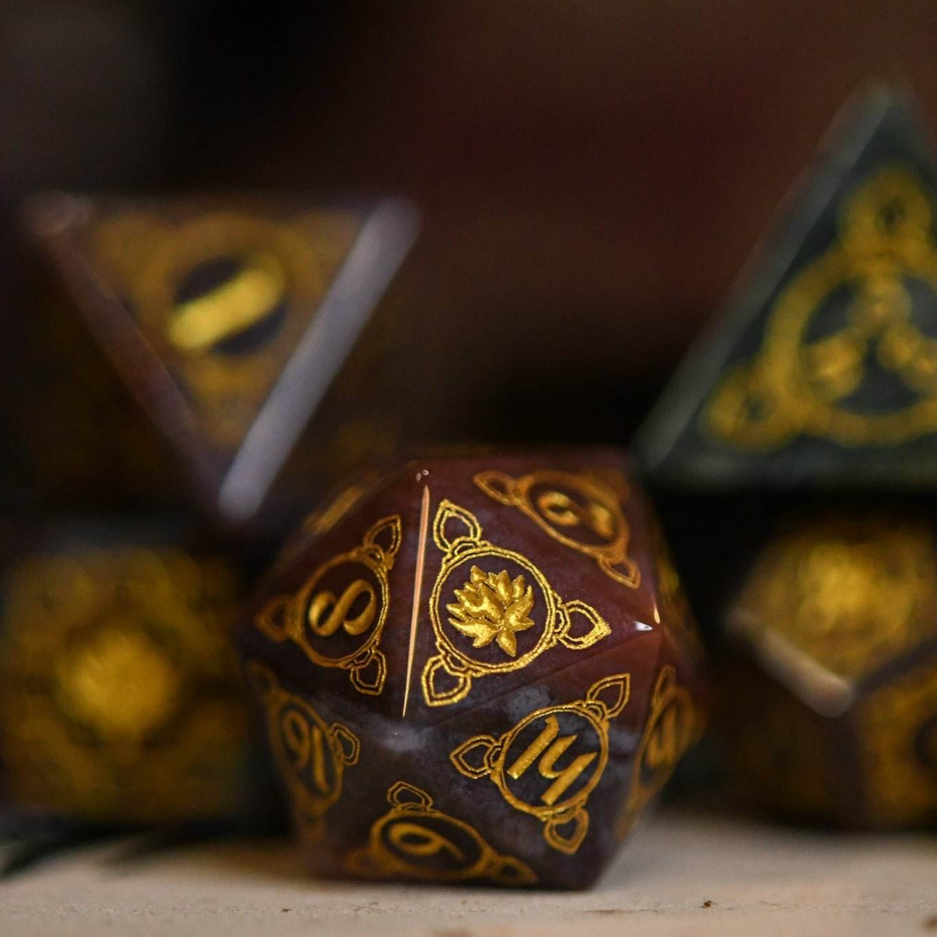 Indian, Indian Agate Stone Dice Set - Dice Around the World Collection - 