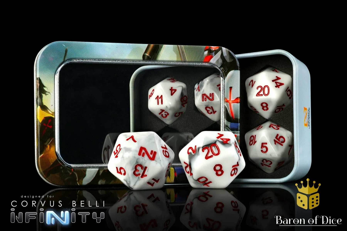 INFINITY: MARBLED RED, DICE SET - 