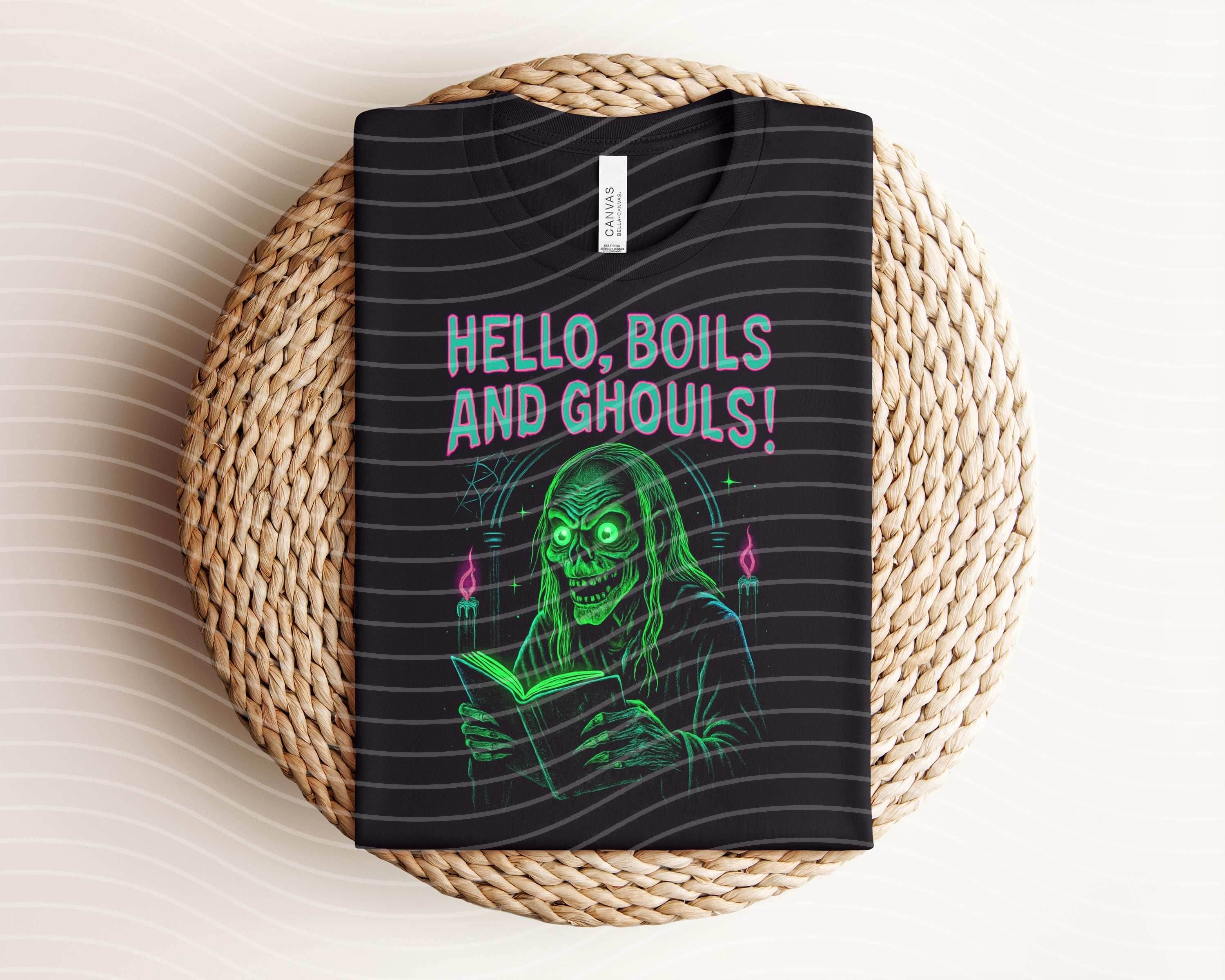 Hello Boils and Ghouls Neon Graphic Tee - S