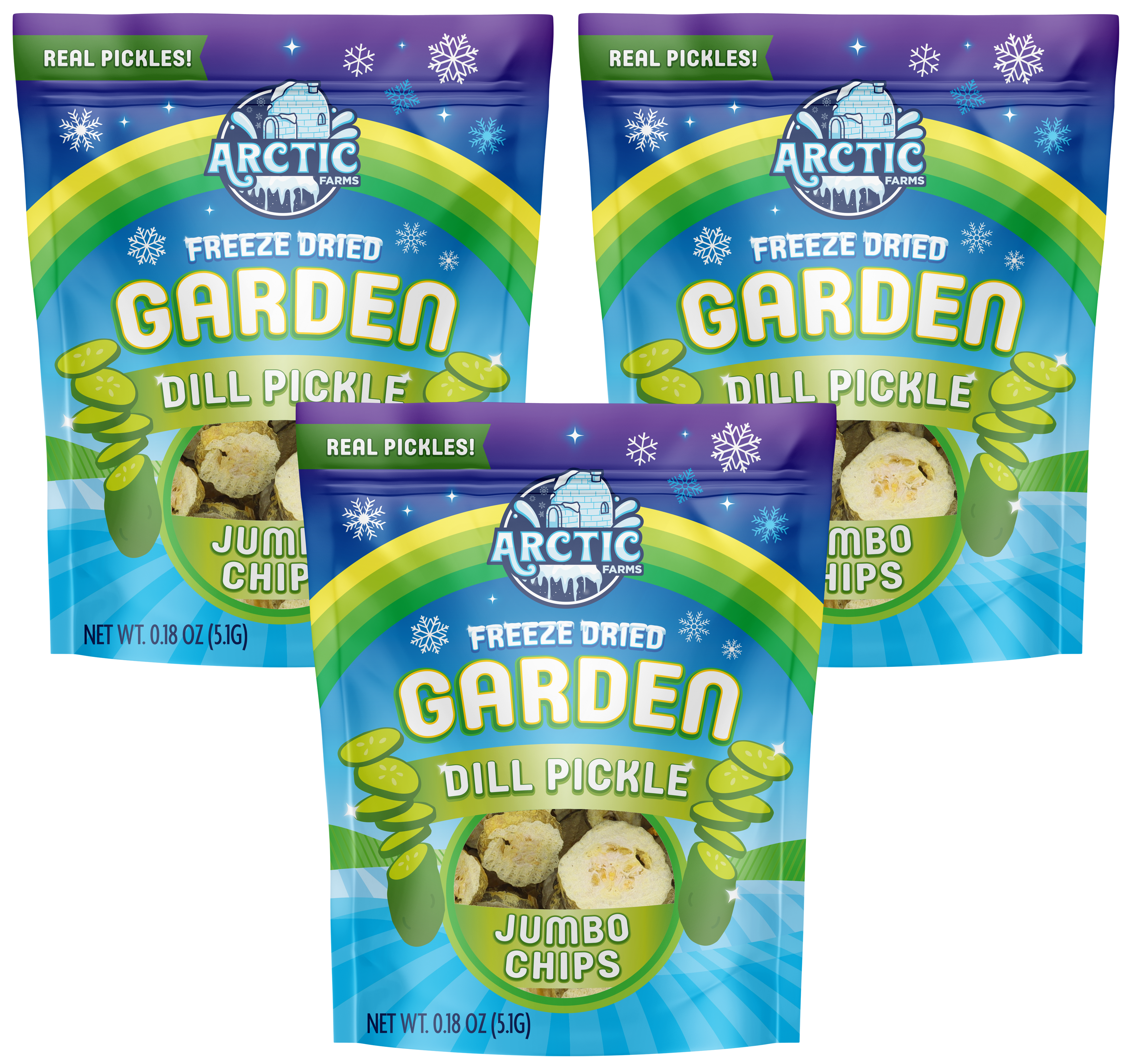 Freeze Dried Kosher Dill Pickle Jumbo Chips (Can be Salty)