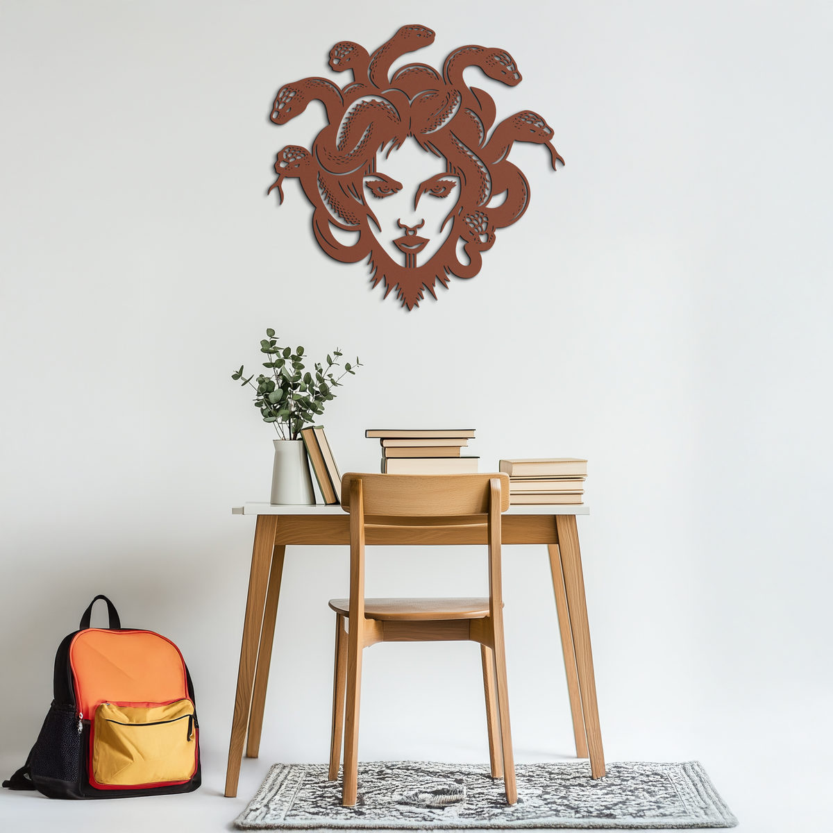 Medusa Metal Wall Art - Mythological Snake Hair Woman Steel Wall Decor- KAF481