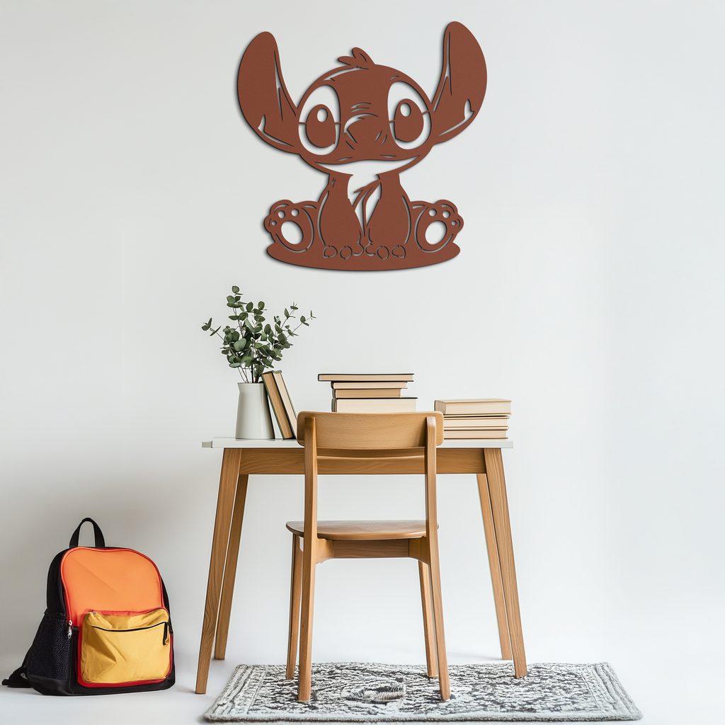 Cute Stitch Character Metal Wall Art - Adorable Cartoon Silhouette Decor- KAF572