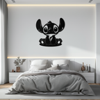 Cute Stitch Character Metal Wall Art - Adorable Cartoon Silhouette Decor- KAF572