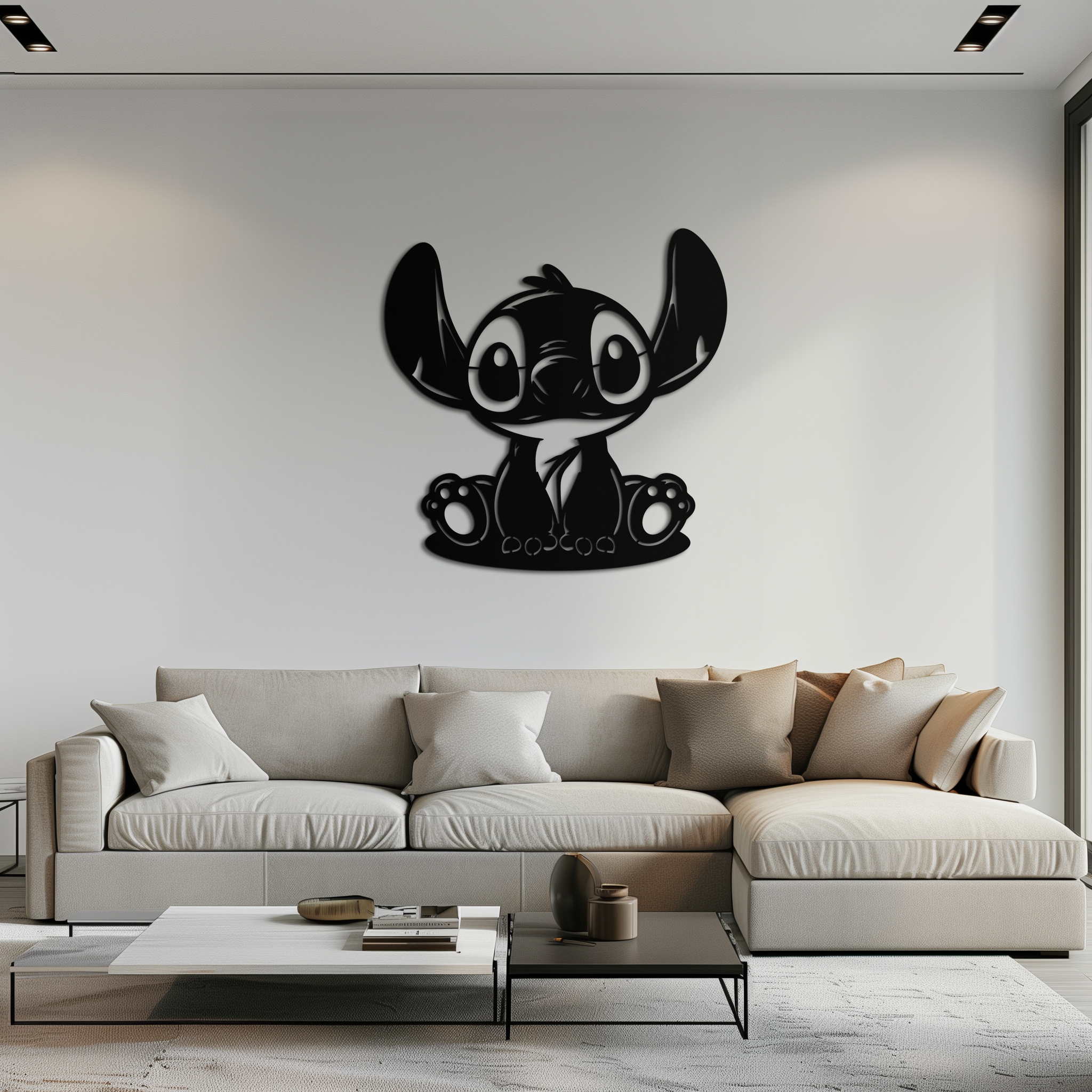 Cute Stitch Character Metal Wall Art - Adorable Cartoon Silhouette Decor- KAF572