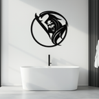 Grim Reaper Circle Metal Wall Art – Dark Gothic Scythe Decor for Horror Enthusiasts- KAF586