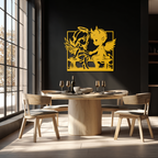 Angel and Devil Holding Hands Metal Wall Art – Whimsical Love Contrast Silhouette- KAF591