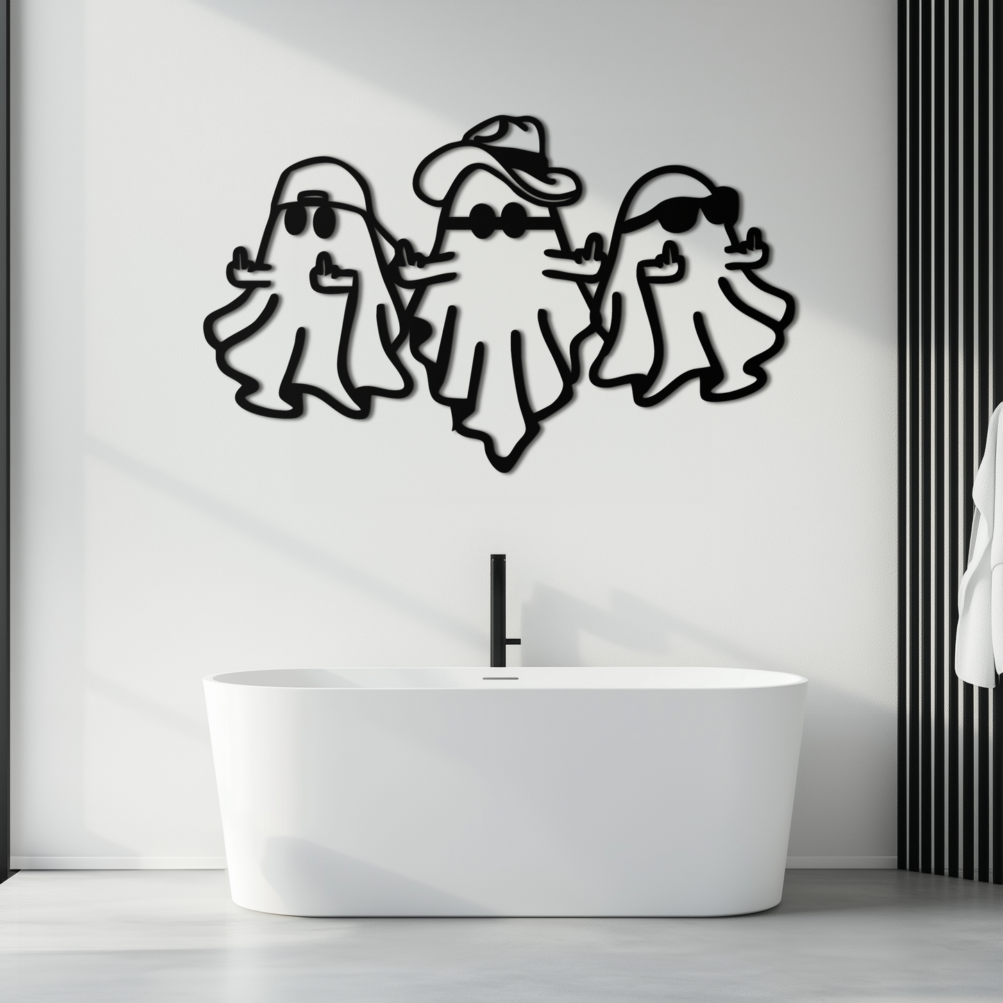Funny Gangster Ghosts Metal Wall Art – Halloween Cool Spirits Decor-KAF613