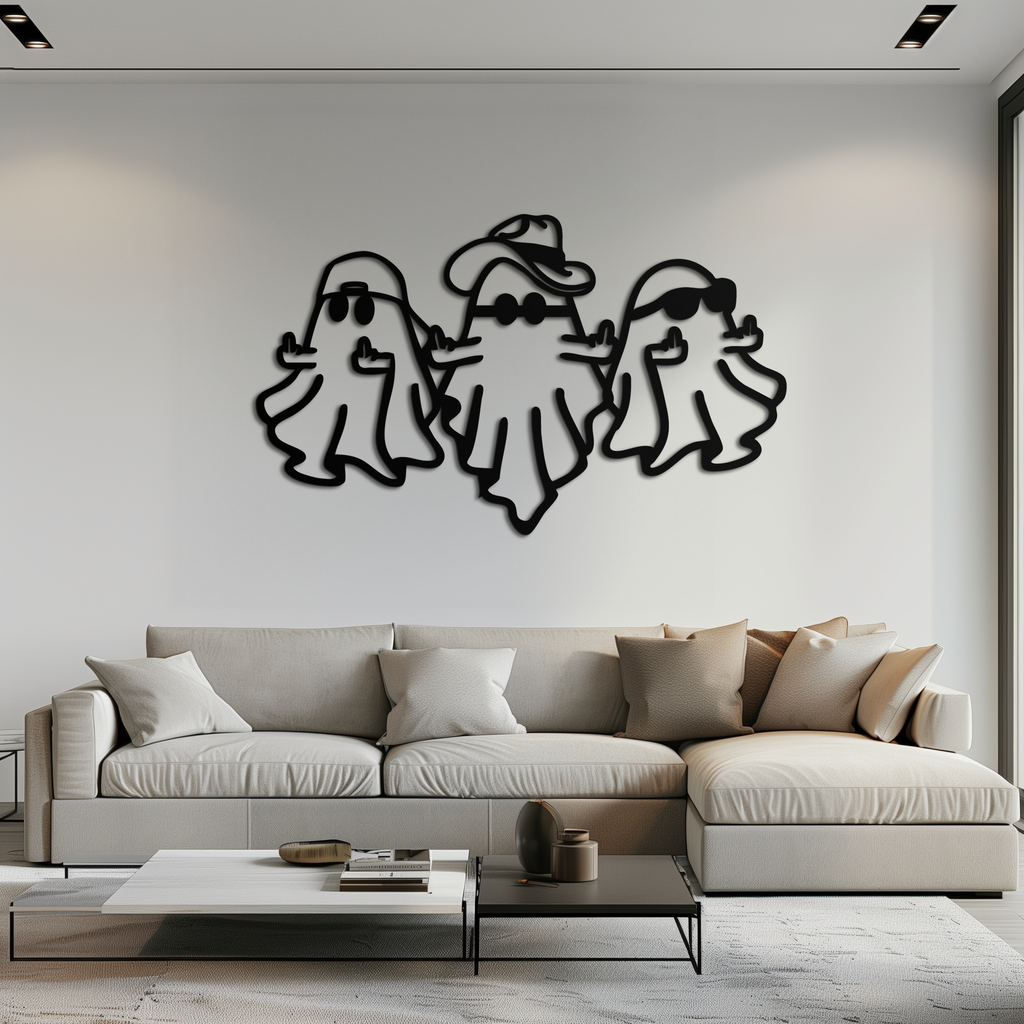 Funny Gangster Ghosts Metal Wall Art – Halloween Cool Spirits Decor-KAF613
