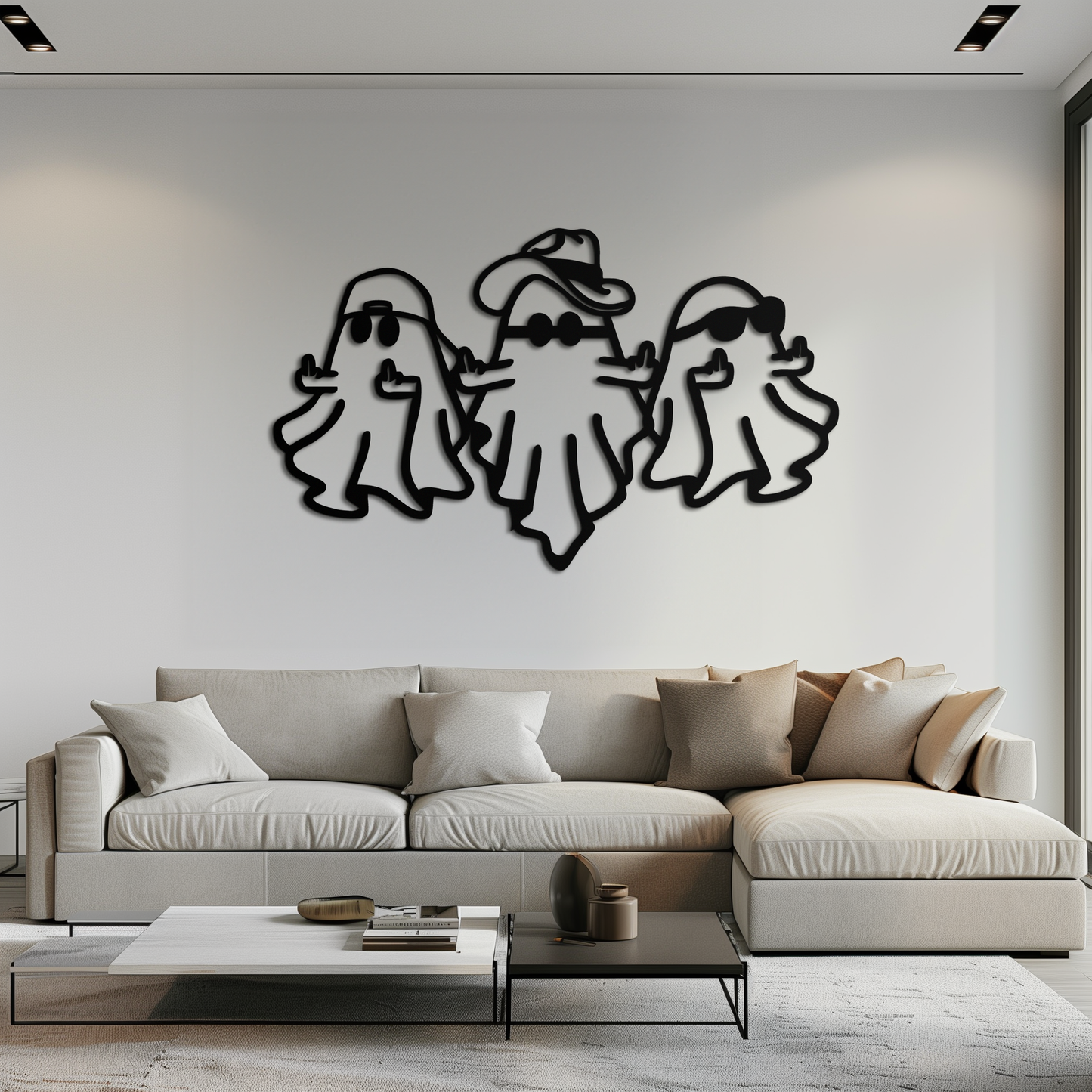 Funny Gangster Ghosts Metal Wall Art – Halloween Cool Spirits Decor-KAF613