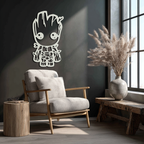 Baby Groot Silhouette Metal Wall Art – Cute Comic Character Metal Decor for Kids and Fans- KAF636