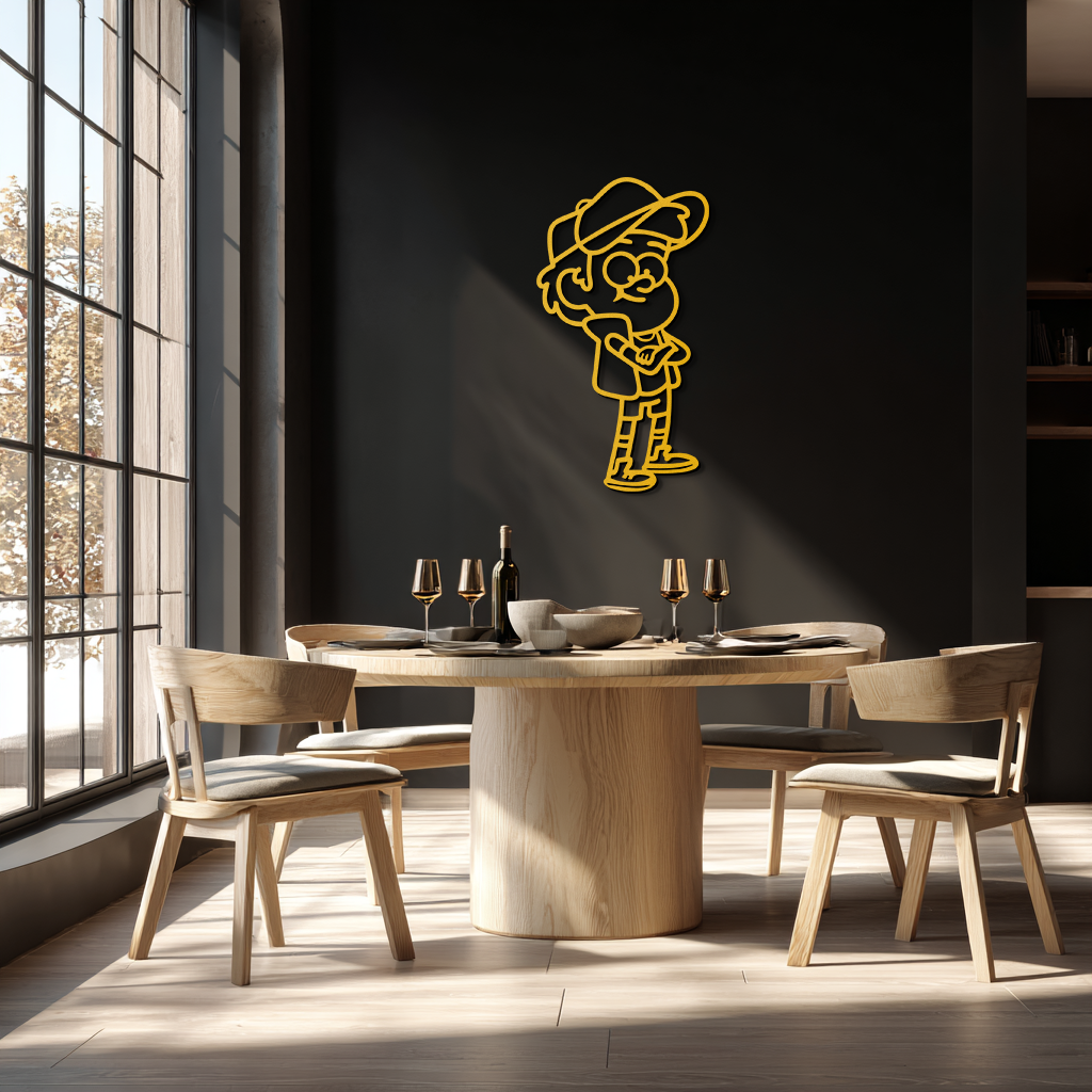 Dipper Pines Metal Wall Art – Gravity Falls-Inspired Silhouette for Fans and Collectors- KAF654